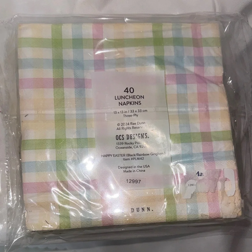 Easter Party Bundle 16 Plates, 32 Rae Dunn Guest Towels 40 Luncheon Napkins